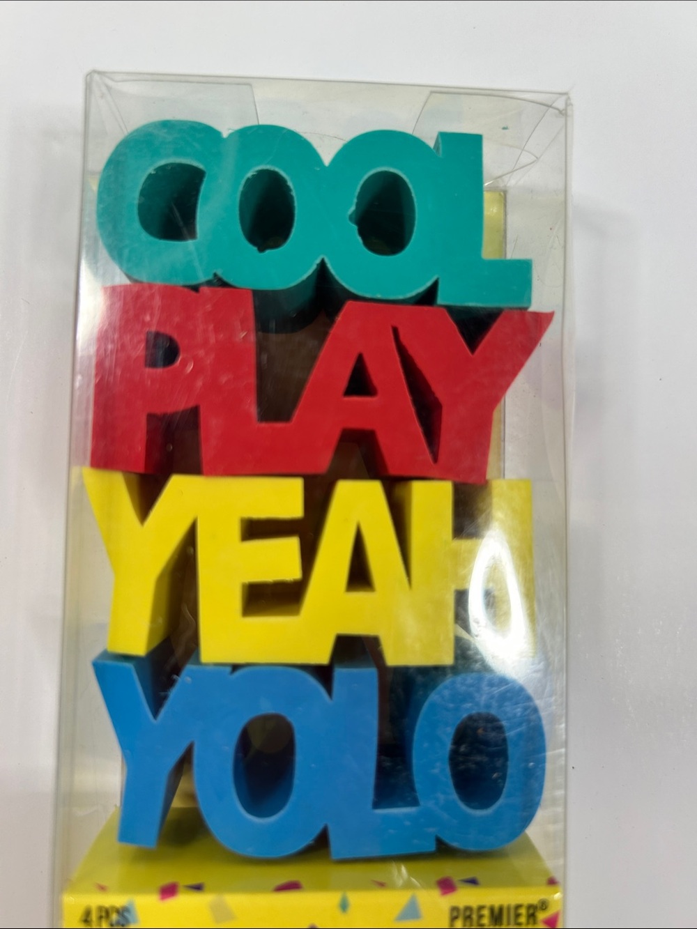 Premier Word Stack Erasers in Teal, Red, Yellow, Blue Oversized
